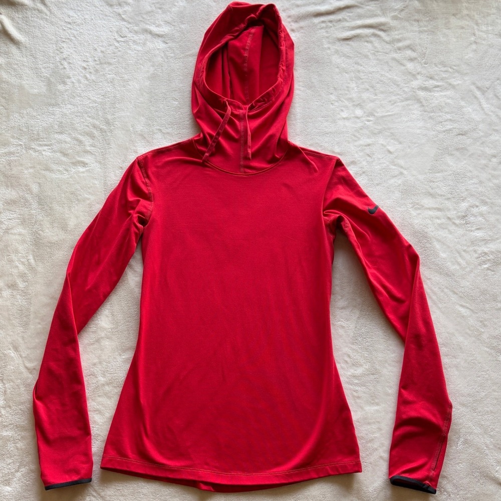 Nike Red Pro Dri-FIT Hyperwarm Long Sleeve Hoodie Women Small Excellent